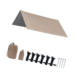 CALANDIS™ Camping Tarp Rain Tarp Rainproof Camping Canopy for Beach Backpacking Picnic Khaki | Tent Canopy | Tents Canopies | Camping Hiking | Outdoor Sports image 3