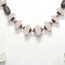 rajasthan gems Necklace 925 Sterling Silver Strand String Single Line Natural Rose Quartz Gem Stone Bead Women Gift E696 image 3