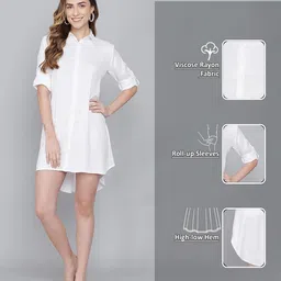 AONE CLOTHING Women's Regular Fit Self Design Button Down Collar Neck Casual Long Shirts for Ladies & Girls image 5