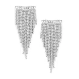 rubans Silver Plated Crystal & AD Studded Shoulder Duster Glamorous Earrings for Women and Girls, Perfect for Parties and Special Occasions image 1