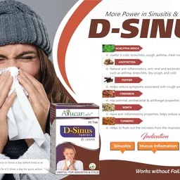 generic D-Sinus Tablets - 30 Tablets, Ayurvedic Medicine for Sinusitis, cold, running nose, chest congestion, stuffy nose for kids and adults image 2