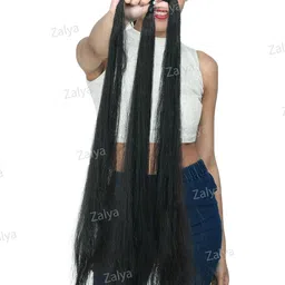 zalya Artificial Fake Long Extensions Hair for Women & Girls - Savaram Gangawan Cataram Sadaraa Paranda Choti False Nakli Hair Wig - Extra Hair Braid Attachment for Ladies - Black (1pcs) image 5