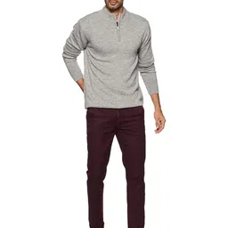 amazon brand - symbol Men's Acrylic Turtle Neck Sweater (SWR-45_Light Grey Melange_Large L) image 5