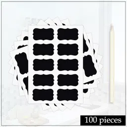 glun GLUN® 100 Piece Waterproof Vinyl Black Rewritable Labels Stickers for Mason Jar Glass & Plastic Bottles, 100 Piece Stickers with 1 Piece White Pencil, Self-Adhesive Spice Labels image 3