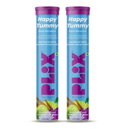 the plant fix plix PLIX - THE PLANT FIX Happy Tummy Pre+Probiotic 15 Effervescent Tablets For Good Gut,Digestion,Metabolism With 20 Billion Cfus,Vital Probiotic Strains,Pack Of 2 (Green Apple),2 Count,15 Capsules image 1
