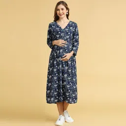 momtobe Women's Rayon Maternity Dress/Pregnancy Dress/Easy Breastfeeding Dress/Western Dress with Zippers for Nursing Pre and Post Pregnancy image 2