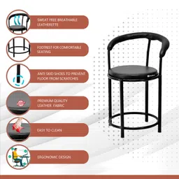 goyalson Exclusive Iron Frame Comfortable Bar, Cafe, Kitchen, Salon, Reception Stool & Lawn Chair (Black, Standard Size, Set of 4) image 5