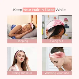 prolixr Pink Satin Cross Knot Headband For Women - Double Twist Head Wrap - No Hair Breakage, Pulling & Tugging - Soft Elastic & Comfortable Stretch image 5