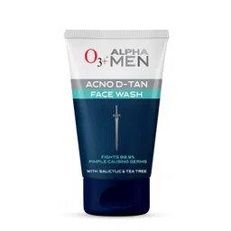 O3+ Alpha Men Acno D-Tan face wash With Tea Tree 100 gram + O3+ Alpha Men Acno D Tan Scrub With Hyaluronic & Mint 50gm image 2