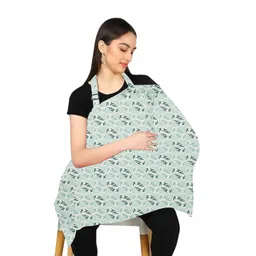 ZIKKU 100% Cotton Nursing Cover for Breastfeeding, Soft and Breathable Feeding Apron/Scarf for Mom with Mobile Pocket, Lightweight and Comfortable Feeding Cover for Nursing Mothers (Light Green Color) image 1