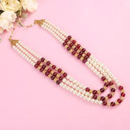 jiyanshi fashion Pearl Beads Dulha Groom Sherwani Necklace/Moti Mala for Men's Wedding | Exquisite Mala | Perfect for Grooms image 4