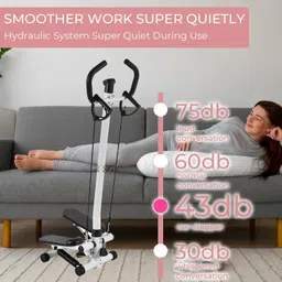 PIKFOS Full Body Cardio Equipment, Stepper Exercise Machine with Resistance Bands for Home Fitness Bike Pedal Stepper Air Climber Pedal Exerciser LCD Monitor for Home Office Workout image 4