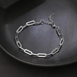 yellow chimes Chain Bracelet for Men Stainless Steel Link Chain Design Silver Bracelet for Men and Boys. image 2