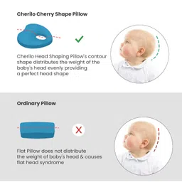 Cherilo Memory Foam Head Shaper Baby Pillow for New Born 0-12 Months, Baby Head Corrector Pillow to Prevent Flat Head Syndrome, 23x23x4 Cm, Cherry Shape - Fancy Triangles, White image 5