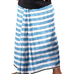 zoiora Cotton Lungi For Men | Striped Lungi | Single Dhoti | Pure Cotton Striped Dhoti | Kerala Mundu | Mundu for Men image 1