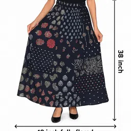 patchwork hub Women's Long Bohemian Skirt for Summer – Navy Blue Boho Maxi Skirt for Casual Wear – Unique image 3