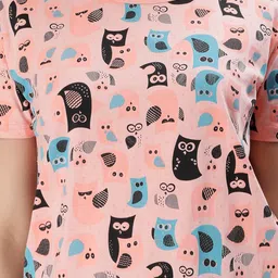 club a9 Womens Printed Night Suit Co-Ord Set of Top & Shorts (SA_C-ORD_101(P), Rose Pink) image 4