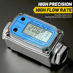 Turbine Flow Meter, Electronic Oil Flowmeter, Kerosene Gas Methanol Diesel Fuel Flow Digital Meter, 3/4" 10-100L/Min LCD Display BSPT/NPT with Battery image 2