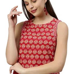 janasya Women's Pure Cotton Floral Printed Top image 3