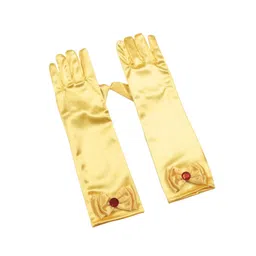 kidzoomart Girls Long Satin Gloves with Bow and Red Gem – Princess Costume Accessories for Halloween, Dress-Up, Cosplay & Birthday Parties image 1