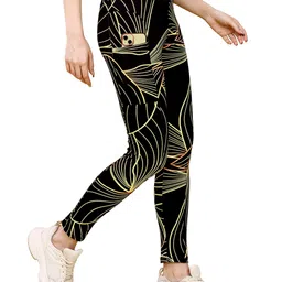 kp designer Women's Printed High-Waisted Track Pant Yoga Pants | Polyester Blend Gym Pants Tights Activewear Leggings |Stratchble Workout Pant image 1