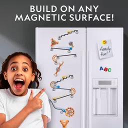 blue marble NATIONAL GEOGRAPHIC Magnetic Marble Run - 50-Piece STEM Building Set for Kids & Adults with Magnetic Track & Trick Pieces, & Marbles for Building A Marble Maze Anywhere Magnets Stick image 2