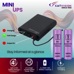 Catvision Mini UPS for Routers/Cameras/STBs I 12V-2A I 2x2600 mAh Battery Backup Upto 4 Hours | Surge & Discharge Protection I 12 Months Warranty | BIS Approved image 4