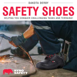 ryno safety Dakota Derby Black Safety Shoes for Men | Low Cut Genuine Leather Safety Shoes Light Weight with Ankle Length | Multi-Purpose Footwear | BIS Industrial Safety Shoe with Steel Toe Cap image 5