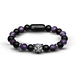 mesmerize Magsnap 2 Panther Metal Charm Bracelets with Original Stones | Amethyst, Gloss Onyx, Pyrite, Black Obsidian, Grey Hematite, Lapis Lazuli and Sodalite Bracelet for Men image 1