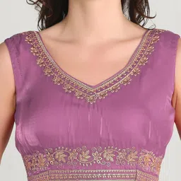 pujia mills Women's Sequin Embroidered V Neck Sleeveless Readymade Saree Blouse Indian Ethnic Designer Stitched Readymade Saree Blouse Sleeveless Blouse Readymade Blouse for Women image 5