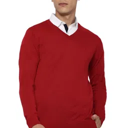 allen solly Men Acrylic Blend Casual V-Neck Sweater image 1