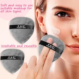 PNF PROFESSIONAL Makeup Blendiful Puff, 1 Pcs Heart Shape Makeup Puff With Strap, Cotton Large Face Powder Puff, Makeup Tool, Beauty Sponges Blender Puff - Multi-colored image 4