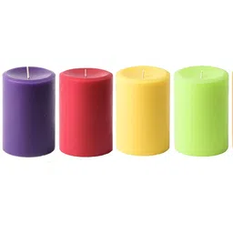 atorakushon atorakushon® Smokeless Scented Paraffin Wax Multi Colour Round Pillar Candles Decoration for Party,Birthday Party,Dinner Table, Living Room Pack of 6 image 2
