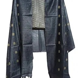 haider ali and sons HAIDER ALI Suit Set for Women with Dupatta | Handloom Semi Tussar Silk Printed Unstitched Salwar Suit Dress image 1