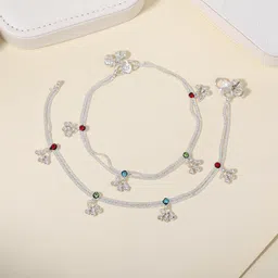gehena by estele Fashion Jewelry Anklets for Women: Rhodium Plated Multi-Color Crystals Enhanced Lightweight Eye-Catching Anklets for Casual and Every Occasion for Girls and Women- OSAK004-IRMC ANKLET image 2