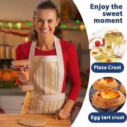 zonver ZONVER® Double Dough Baker Head Wooden Rolling Pin,Non-Stick Pastry Pizza Roller,Wood Roller Baker Roller Set Utensils Double-Headed for Belan Chapati,Roti,Puri Kitchen Baking Cookie Biscuit Cooking image 2