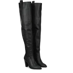 delize Black Women mid Heel Over Knee Boots image 1