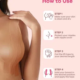 bearkig Breast Lift Tape, Boob Tape for Breast Lift & Shape, Bob Tape for Large Breast, Breathable Push Up Tape, Invisible Body Tape, Boobytape Along with 1-Pair Sticky Reusable Silicone Covers (Beige), image 5