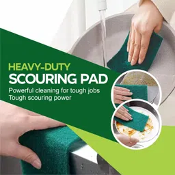 ikis 10 pcs Scrubber/Heavy Duty Scourer Pad Non Scratch Abrasive Reusable Household Washing Up Dish Scrubber Sponges For Cleaning Kitchen Utensils Dishes Pots Pan Sink Scrub Large (Pack of 10) image 4