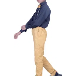 yuvina fashion Boys Casual Wear Black Shirt+Cream Pent image 3