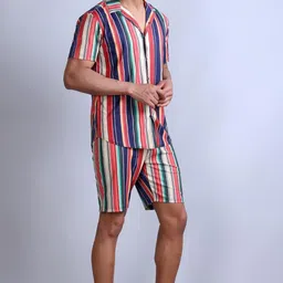 parcel yard Mens Printed Casual Shirts and Shorts Set | Button Down Co-ord Set | Beach Vacation Outfit | stylish cord set for men image 5