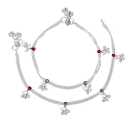 gehena by estele Fashion Jewelry Anklets for Women: Rhodium Plated Multi-Color Crystals Enhanced Lightweight Eye-Catching Anklets for Casual and Every Occasion for Girls and Women- OSAK004-IRMC ANKLET image 1