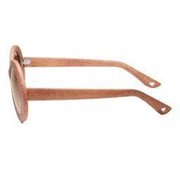 peter jones Brown Wooden Frame Oversized Round Sunglasses for Girls/Women (0310BBW) image 5