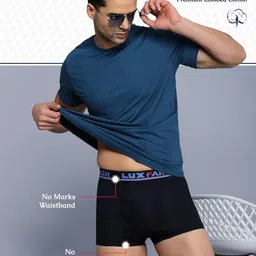 lux parker Men's Cotton Modern Solid Trunks image 4