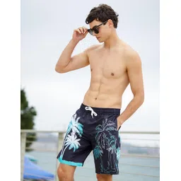 tuonroad Mens Swim Trunks with Compression Liner 2 in 1 Board Shorts 9 Inch Quick Dry Swimming Trunks with Pockets, Black, Large image 4