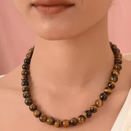 ratnavali jewels Women's Shell Tiger Eye Stone Beads Necklace Line image 2