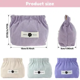Tanna Enterprise 3 PCS Elastic Corduroy Storage Bag, Corduroy Elastic Storage Bag, Elastic Storage Pouch, Mini Jewelry Storage Pouches for Women Girls, Easy Squeeze Open Portable (Multi) image 2