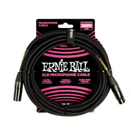 ernie ball Ernieball 6392 20ft Braided Male Female XLR Microphone Cable Black image 1