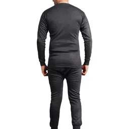 chacko Men Winters Woolen Thermal Wear Upper Lower Inner Set, Round Neck Fleece Thermal Wear Set, Winter Body Warmer for Boy_Grey image 4