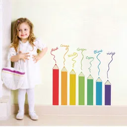 Sticker Hub Colour Pencil Design Wall Stickers for Kids Room BS283F image 2